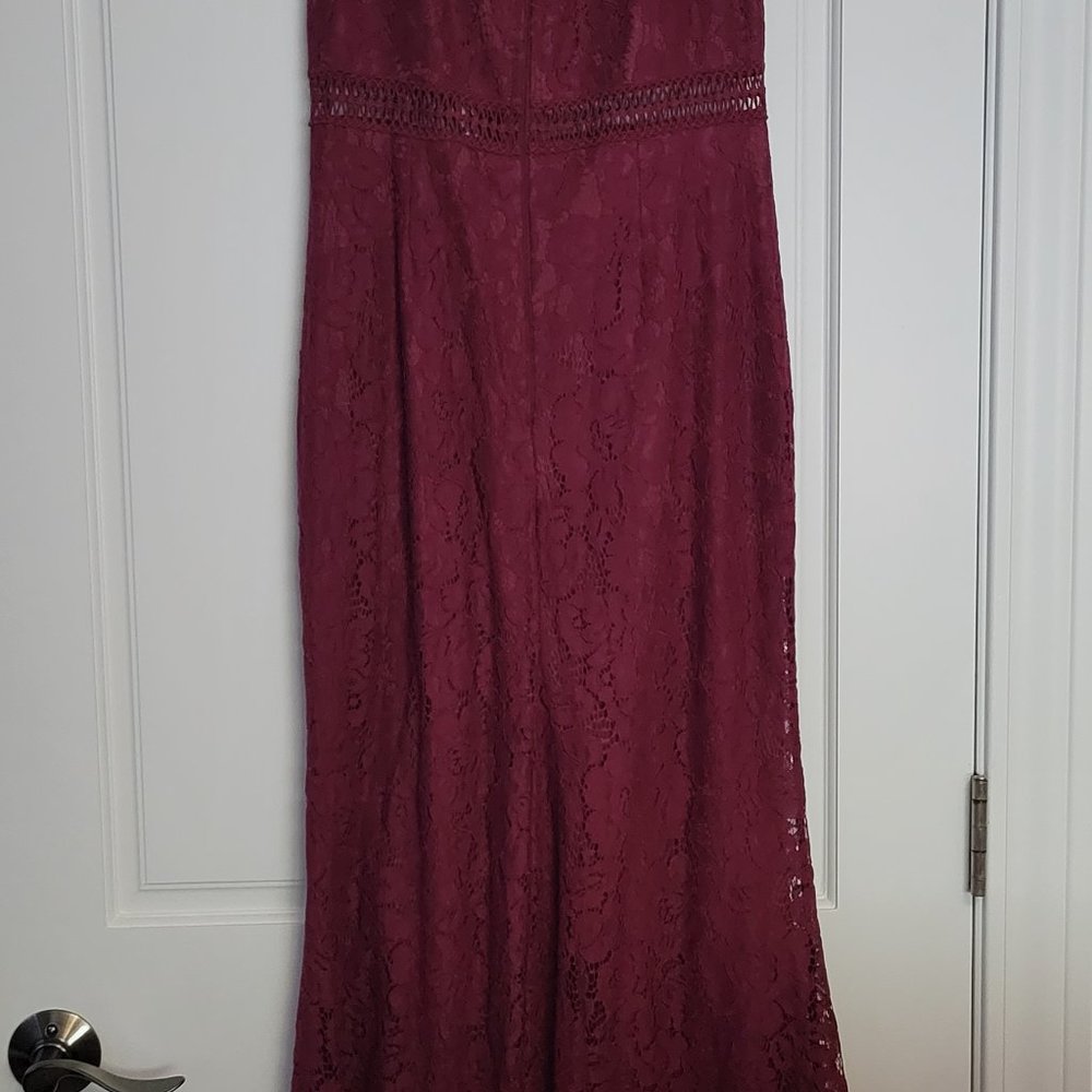 Music of the Heart Burgundy Lace Maxi Dress - Picture 2 of 4